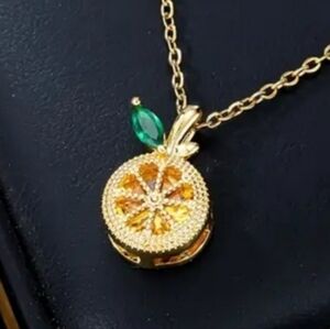 Chic Gold Necklace with Lemon and Green Accents
